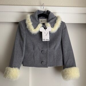 Zara x Disney Harry Lambert Women’s Cropped Pea Coat in Gray with Cream Trim